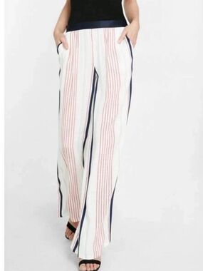 EXPRESS Wide Leg Striped Pants with Satin Waistband